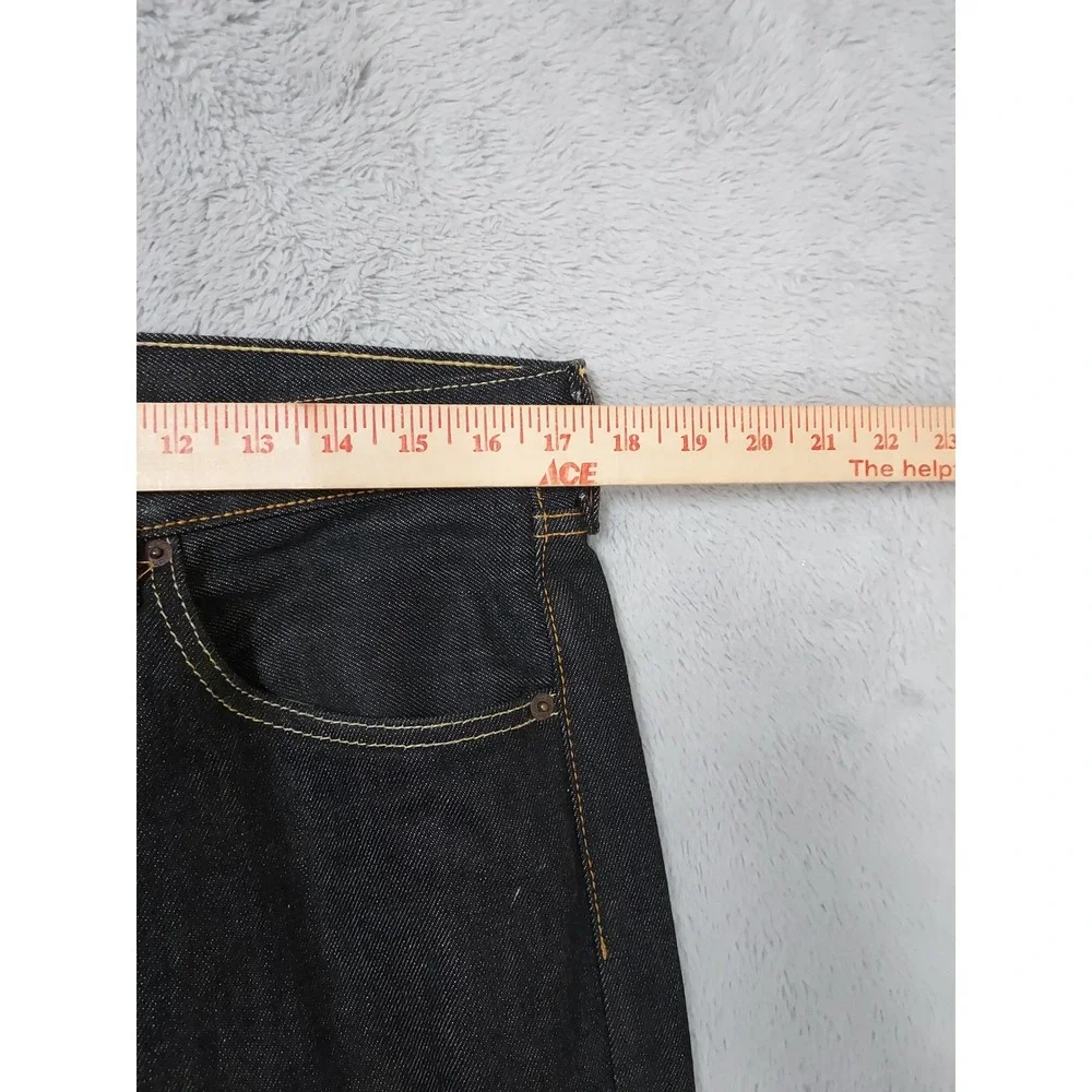 Levis 501 Jeans Men 32x32 Straight Leg Button Fly Dark Wash Black Denim Original